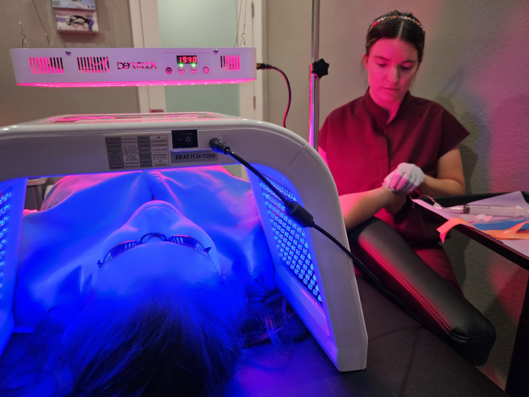 Aesthetic treatment paired with red light therapy