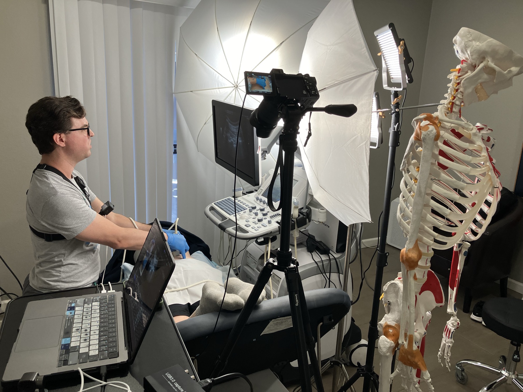 Dr. Sean recording an advanced ultrasound injection lesson